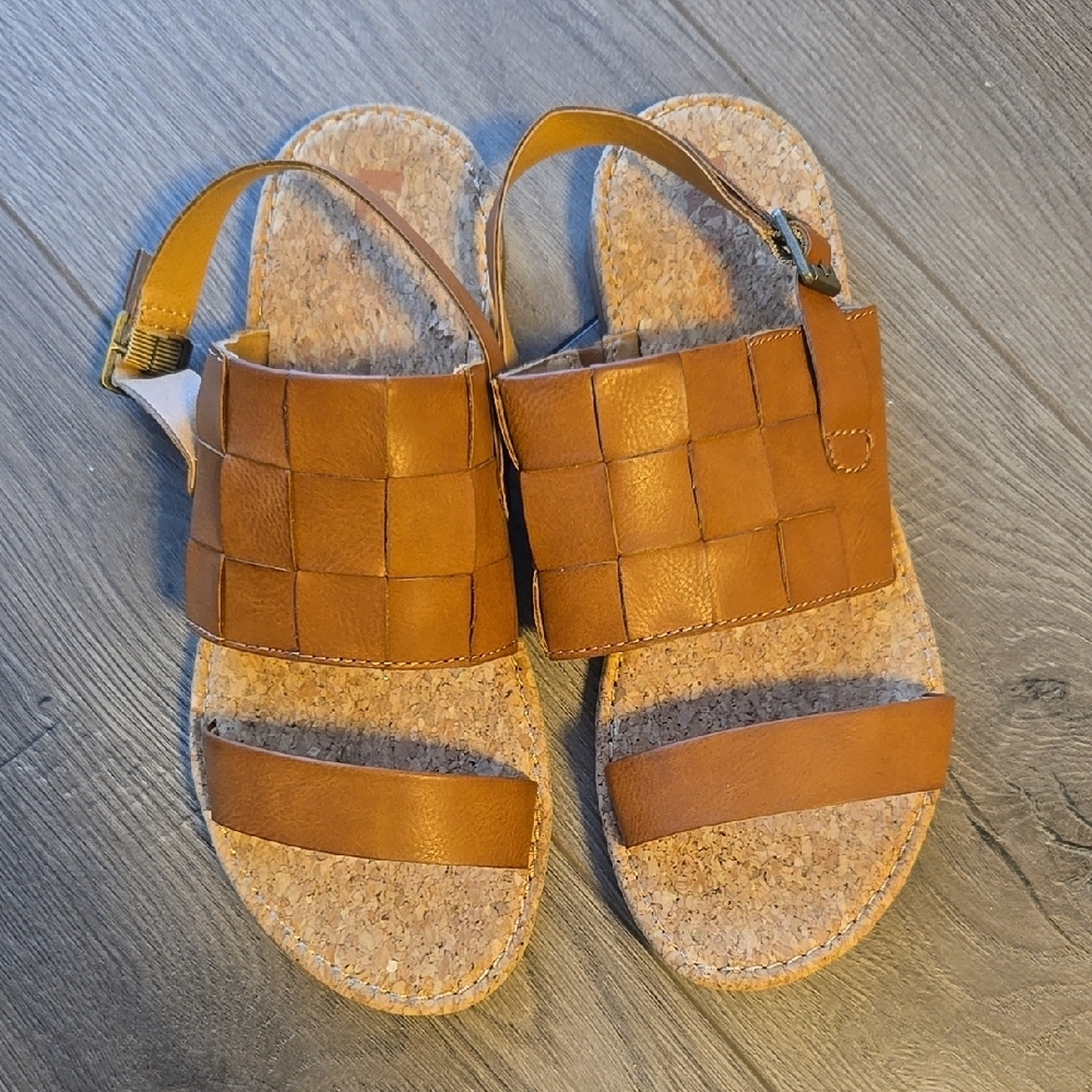 Brown Woven Leather Sandals